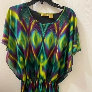 Multi-colored blouse. Colors are bright as pictured. Excellent condition.